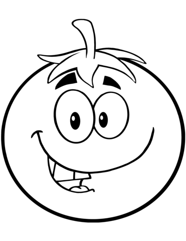 Smiling Tomato Cartoon Character Coloring Page